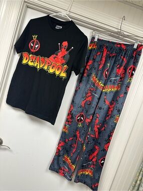 Marvel Deadpool Black, Red and Yellow Pajama Set